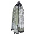 Sciarpa Pashmina Foulard Donna in viscosa Lancetti fiori grigio