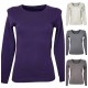  Maglia Donna Girocollo Ampio Scollato Manica Lunga Cotone Modal Fraly