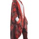 Vestaglia Poncho Mantella in pile donna Invernale scozzese tartan rosso