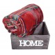  Coperta plaid pile coral 130x160 con cassetta in legno tartan scozzese fiocchi