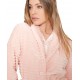  Vestaglia donna Invernale in pile coral bottoni e cintura Admas 57325 rosa verde