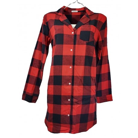  Abito Camicia donna aperta avanti in flanella di caldo cotone Jadea tartan