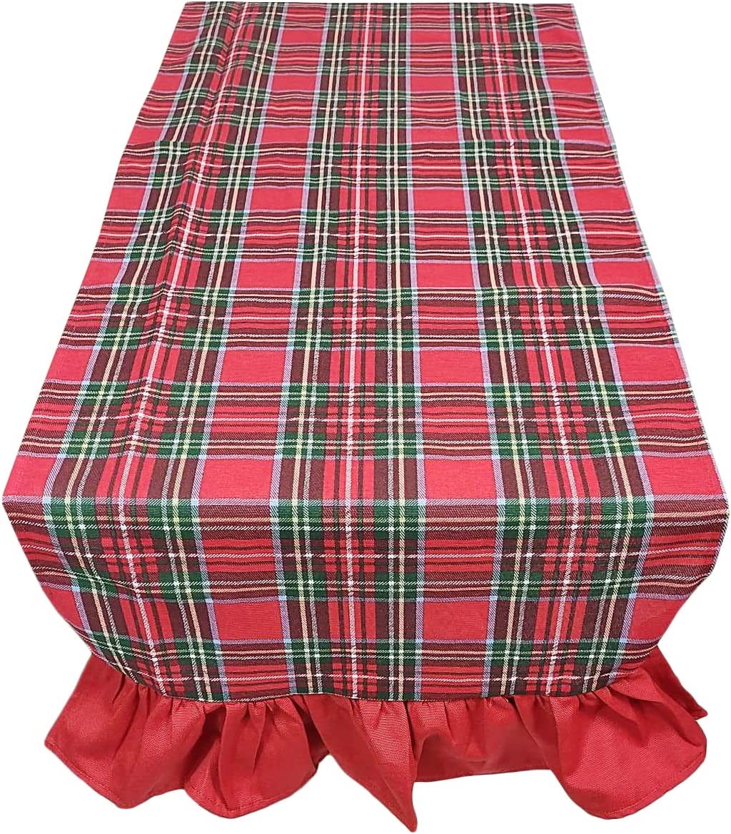 Runner rettangolare Centrotavola rettangolare Hessense in tartan rosso con  volants di Natale - Dolce Casa Biancheria