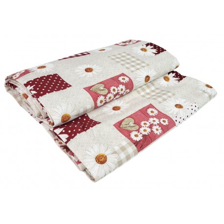 Telo arredo multiuso Granfoulard Copriletto 2 posti cuore fiori Shabby quadri