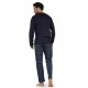 PIGIAMA uomo in caldo cotone Invernale Admas Stay at Home scozzese 56569 blu