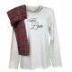 PIGIAMA Casa donna girocollo caldo cotone Invernale Love scozzese tartan rosso