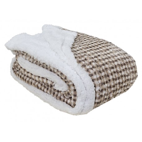 Coperta invernale plaid matrimoniale pile coral con agnellato sherpa Fancy