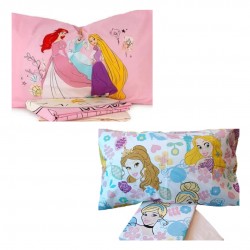 Completo lenzuola singolo in cotone Disney Principesse Cenerentola Ariel Belle