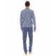 Pigiama uomo In caldo cotone pantalone lungo e manica lunga Ragno U837N1 Blu