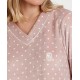  Camicia da notte donna manica lunga in pile coral Admas 61310 pois rosa