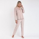 Pigiama donna lungo aperto avanti in pile coral Admas 62650 pois rosa