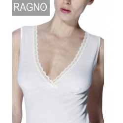 RAGNO Canottiera maglia intima donna spalla larga garbo seno 100% lana 073094