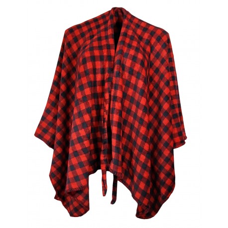  Mantella Poncho Scialle donna in pile con laccio Invernale Sommaruga scozzese