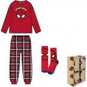 Pigiama e calzini bimbo in pile coral invernale Spiderman scozzese tartan