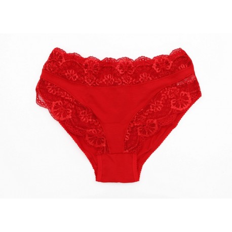 Slip donna in cotone modal e pizzo jadea rosso natale capodanno idea regalo