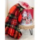 Coperta Plaid in pile Idea Regalo Natale con scatola di latta scozzese tartan