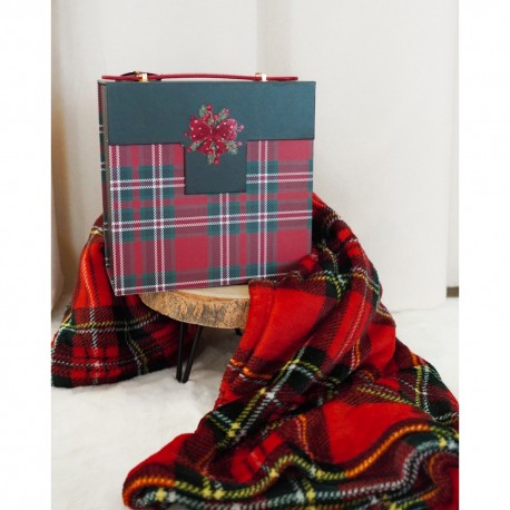 Plaid Coperta in pile Idea Regalo Natale con scatola musicale scozzese tartan