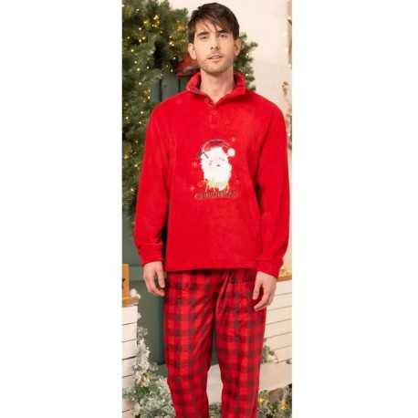 Pigiama Uomo Donna Bimbo Bimba natalizio in Pile coral Irge Tartan Family Natale