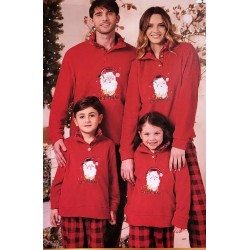 Pigiama Uomo Donna Bimbo Bimba natalizio in Pile coral Irge Tartan Family Natale