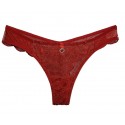 Perizoma String Donna in pizzo ricamato Jadea rosso regalo Natale Capodanno