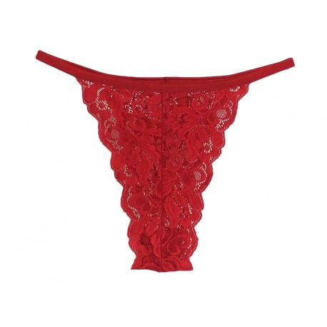 Brasiliana Tanga in pizzo trasparente Linea G rosso per Natale