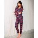 Pigiama Donna natalizio aperto avanti in flanella Jadea scozzese tartan