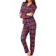  Pigiama Donna natalizio aperto avanti in flanella Jadea scozzese tartan