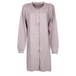  Camicia da notte donna aperta avanti in caldo cotone manica lunga Irge 1955 rosa