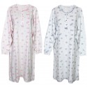 Camicia da notte donna in cotone manica lunga Irge Taglie Forti CD149 rosa cielo