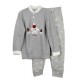  Pigiama bambina bimba punto milano felpato invernale Gary made in italy grigio