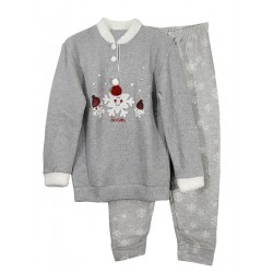 Pigiama bambina bimba punto milano felpato invernale Gary made in italy grigio