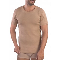 Canottiera uomo LIABEL girocollo manica corta in Pura lana pesante 05167/33 Beige