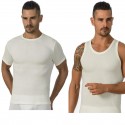 Maglia Canottiera Uomo Manica corta e spalla larga Lana Cotone Marlene Italy